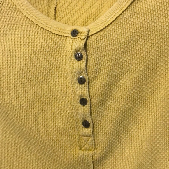 Free People Alpine Cuff Thermal SZ S Yellow Shirt - Picture 5 of 8